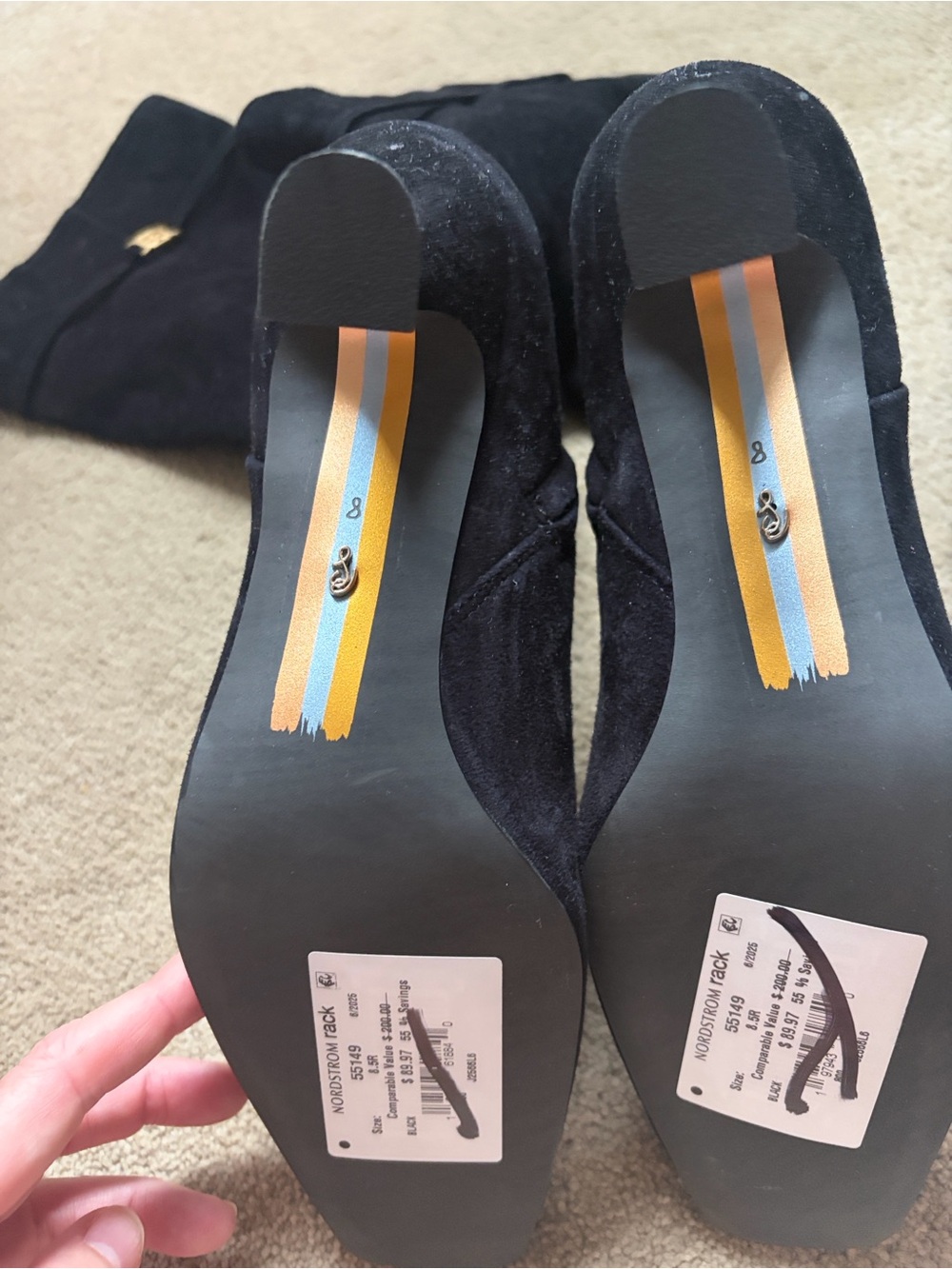 NWT Sam Edelman Black Suede Boots with Gold Accent - Women - Picture 5 of 7